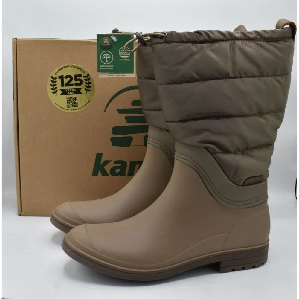 Kamik Womens Size‎ 10 Abigail Puff Fossil Pull on Boots Shoes
